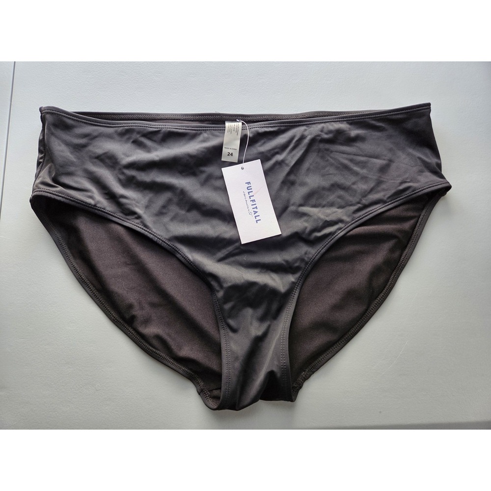 FULLFITALL Swim Bikini Bottoms Plus Size 24 Black Lined Full‎ Coverage NWT